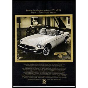1975 MG MGB Roadster Convertible Vintage Print Ad Golden Anniversary Wall Art